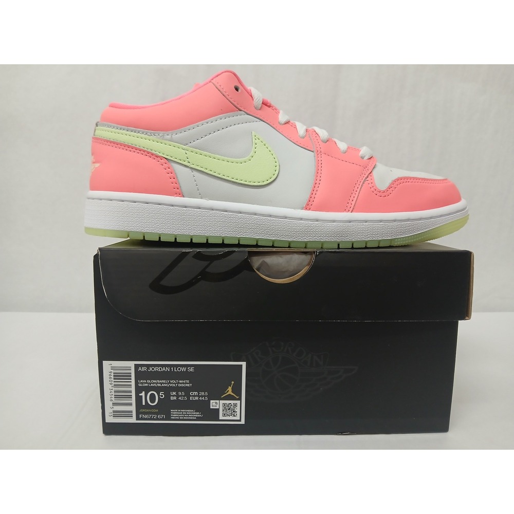 Nike Men's Air Jordan 1 Low SE Sneaker FN6772-671 Lava Glow Volt White Size 10.5